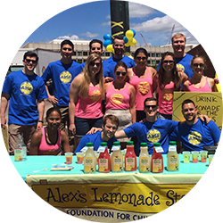 A group of coworkers at a lemonade stand